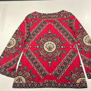 INC red/gold design long (below waist) shirt/blouse